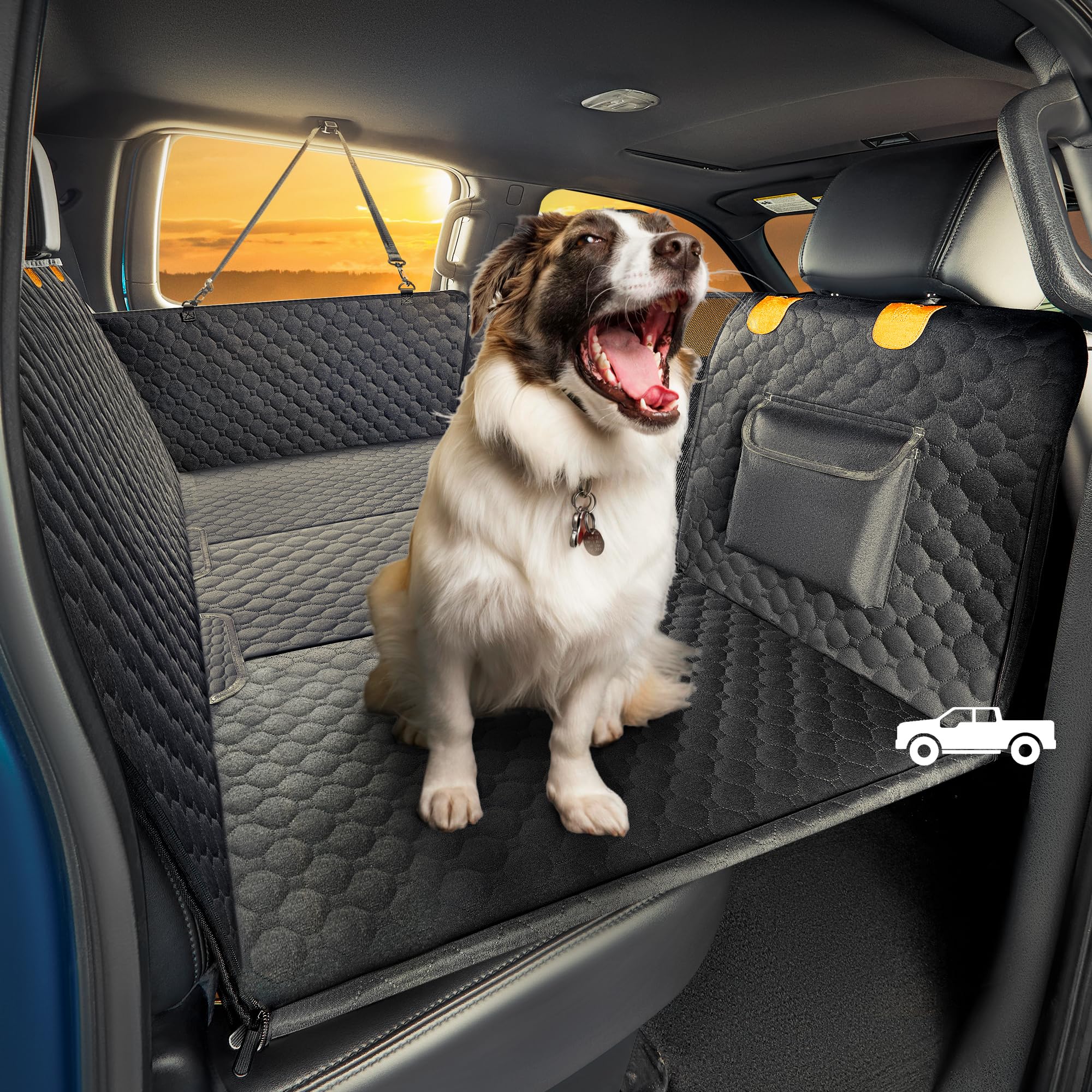 SHARLOVY — Funda Cubre Asiento Trasero para Auto con Extensión y Hamaca, Resistente a Mordidas para Perros