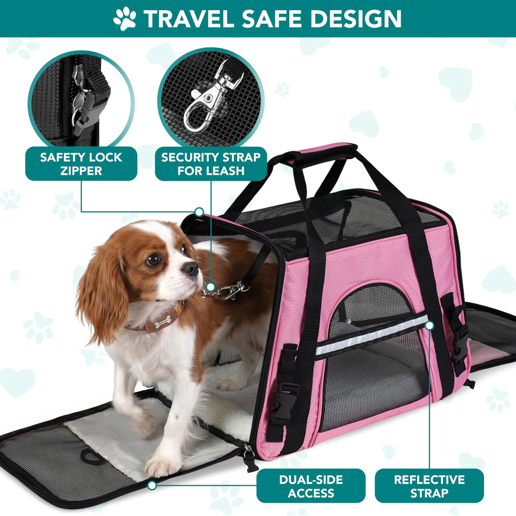 PetAmi — Transportadora de Viaje Aprobada por Aerolíneas con Cama Sherpa para Gatos y Perros Pequeños