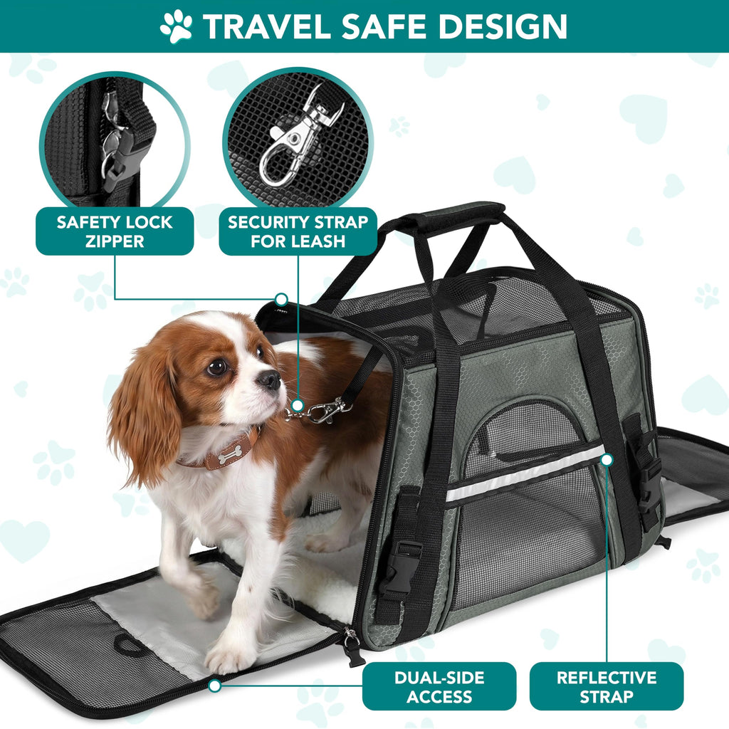 PetAmi — Transportadora de Viaje Aprobada por Aerolíneas con Cama Sherpa para Gatos y Perros Pequeños