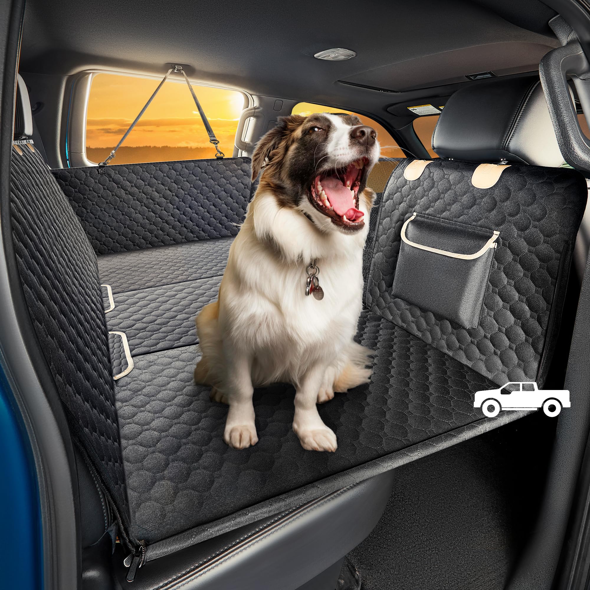 SHARLOVY — Funda Cubre Asiento Trasero para Auto con Extensión y Hamaca, Resistente a Mordidas para Perros