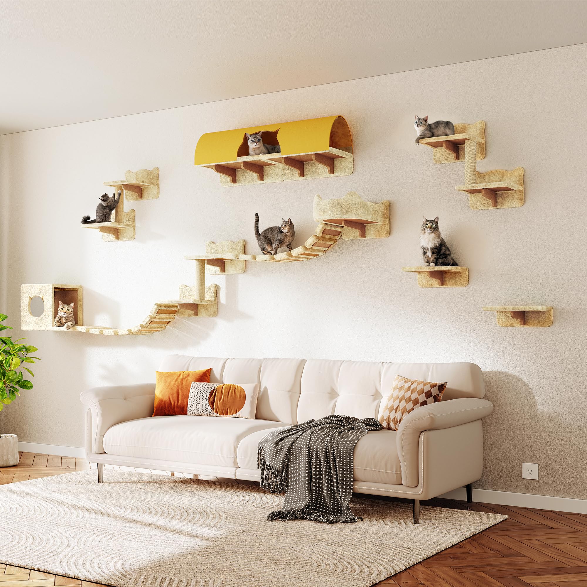 Homiflex — Repisas de Pared para Gatos, Mueble Escalador Montado en Pared para Felinos