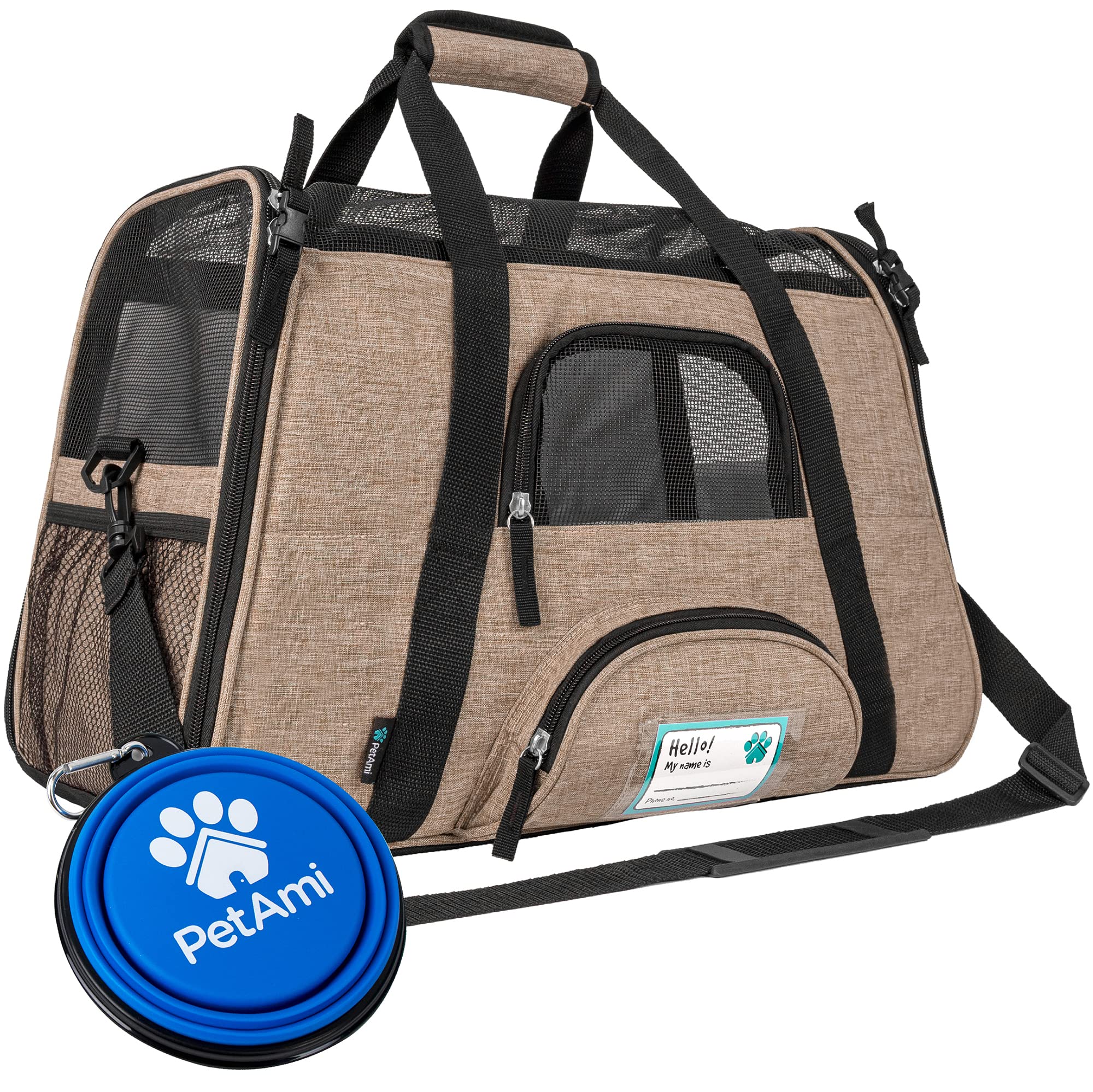 PetAmi — Transportadora de Viaje Aprobada por Aerolíneas con Cama Sherpa para Gatos y Perros Pequeños