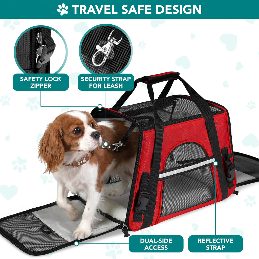 PetAmi — Transportadora de Viaje Aprobada por Aerolíneas con Cama Sherpa para Gatos y Perros Pequeños