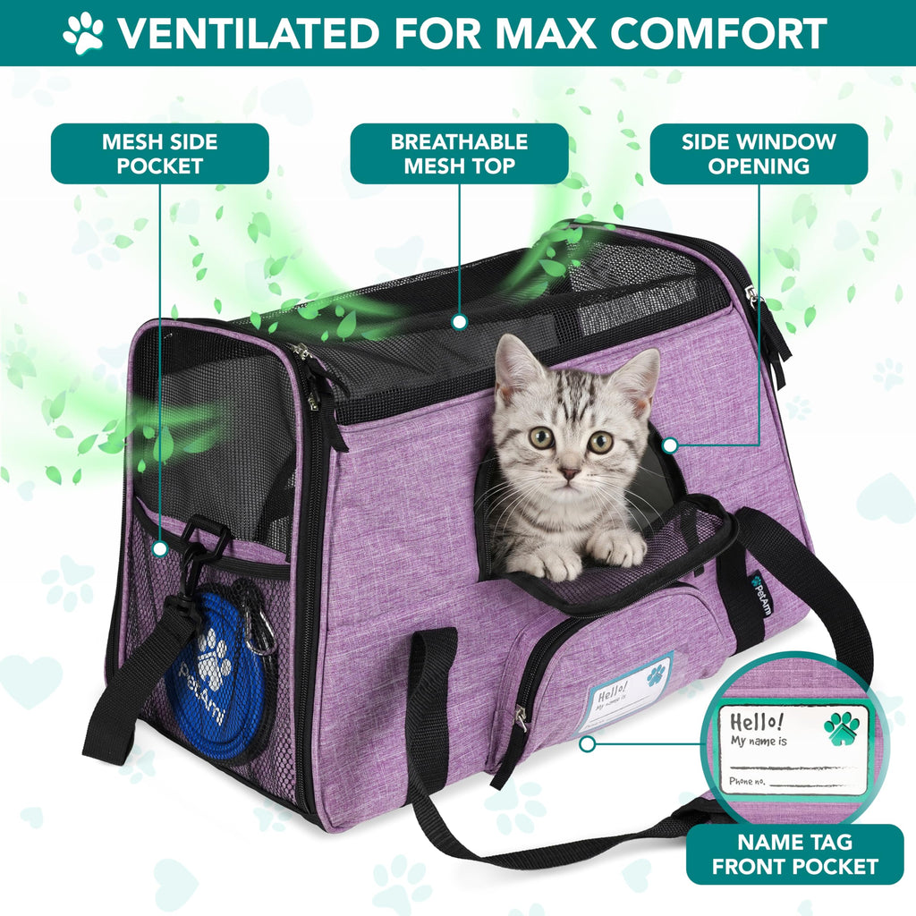 PetAmi — Transportadora de Viaje Aprobada por Aerolíneas con Cama Sherpa para Gatos y Perros Pequeños