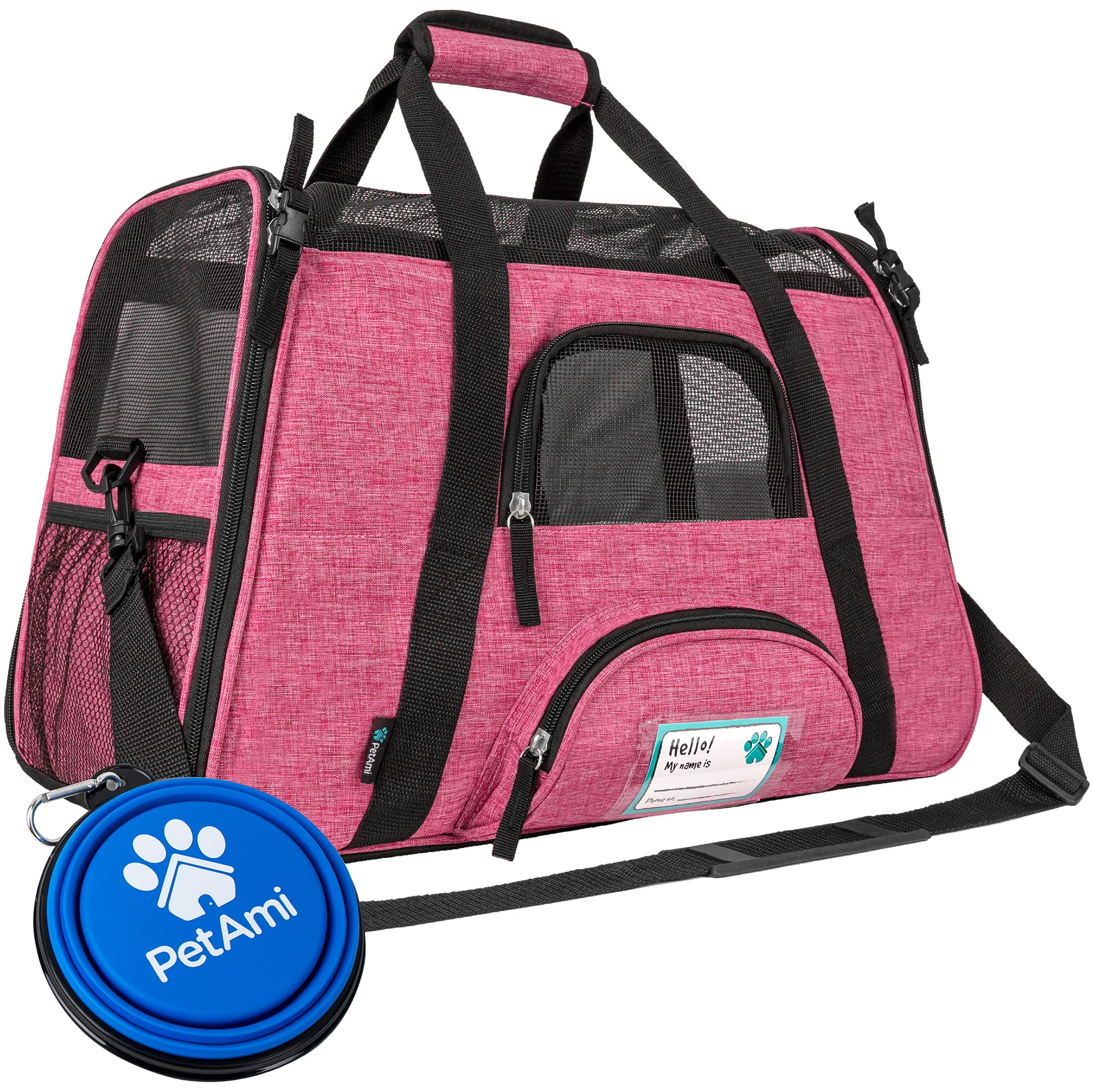 PetAmi — Transportadora de Viaje Aprobada por Aerolíneas con Cama Sherpa para Gatos y Perros Pequeños