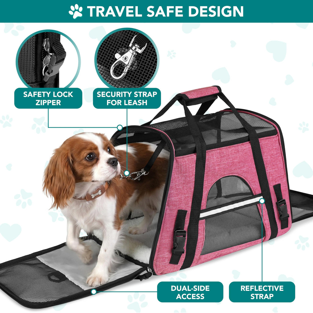 PetAmi — Transportadora de Viaje Aprobada por Aerolíneas con Cama Sherpa para Gatos y Perros Pequeños