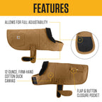 Carhartt Firm Duck — Abrigo Impermeable Acolchado para Perro, Resistente al Viento y Frío