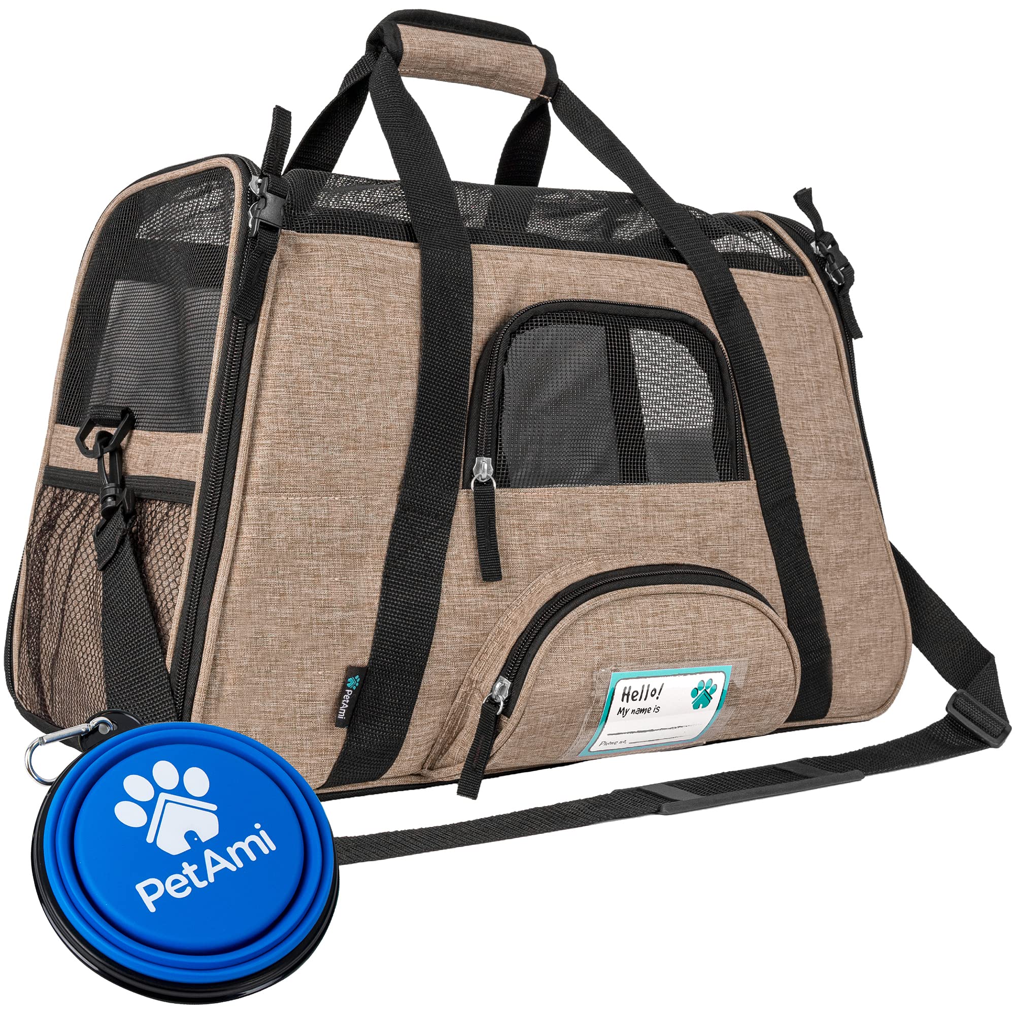 PetAmi — Transportadora de Viaje Aprobada por Aerolíneas con Cama Sherpa para Gatos y Perros Pequeños