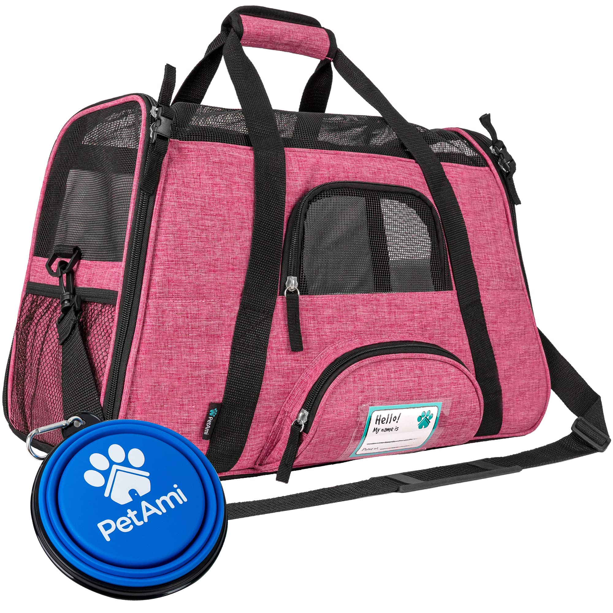 PetAmi — Transportadora de Viaje Aprobada por Aerolíneas con Cama Sherpa para Gatos y Perros Pequeños
