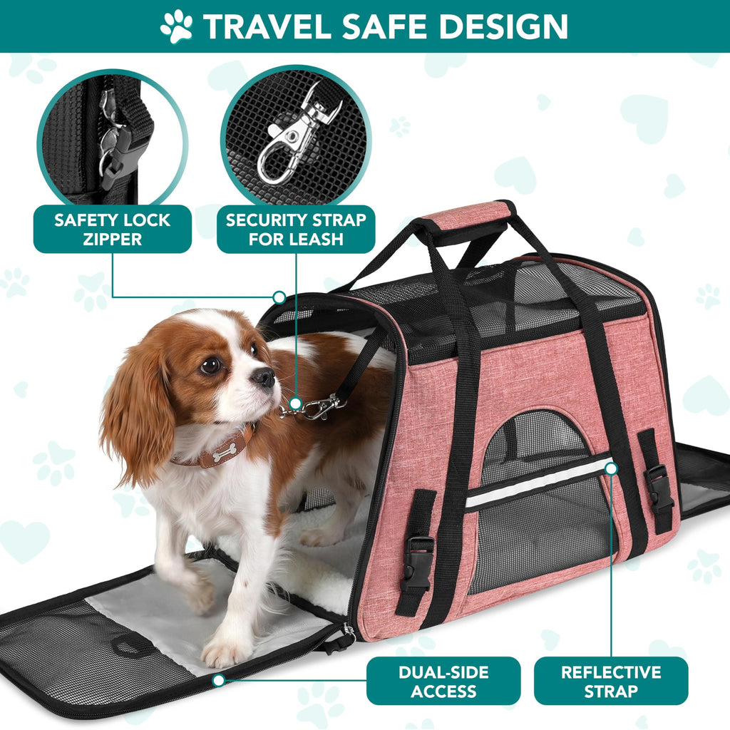 PetAmi — Transportadora de Viaje Aprobada por Aerolíneas con Cama Sherpa para Gatos y Perros Pequeños