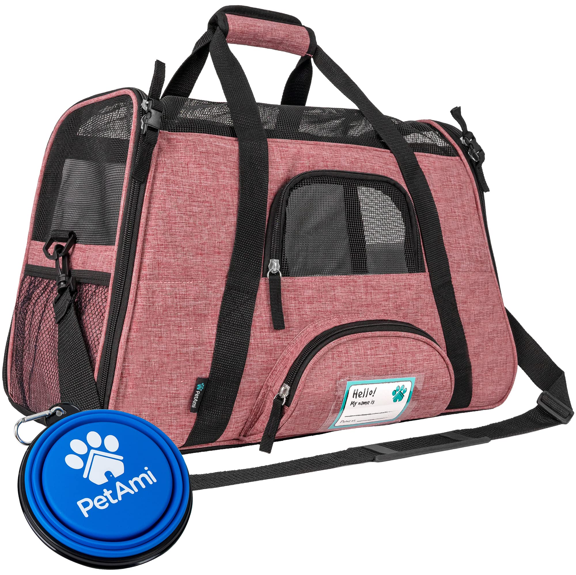 PetAmi — Transportadora de Viaje Aprobada por Aerolíneas con Cama Sherpa para Gatos y Perros Pequeños