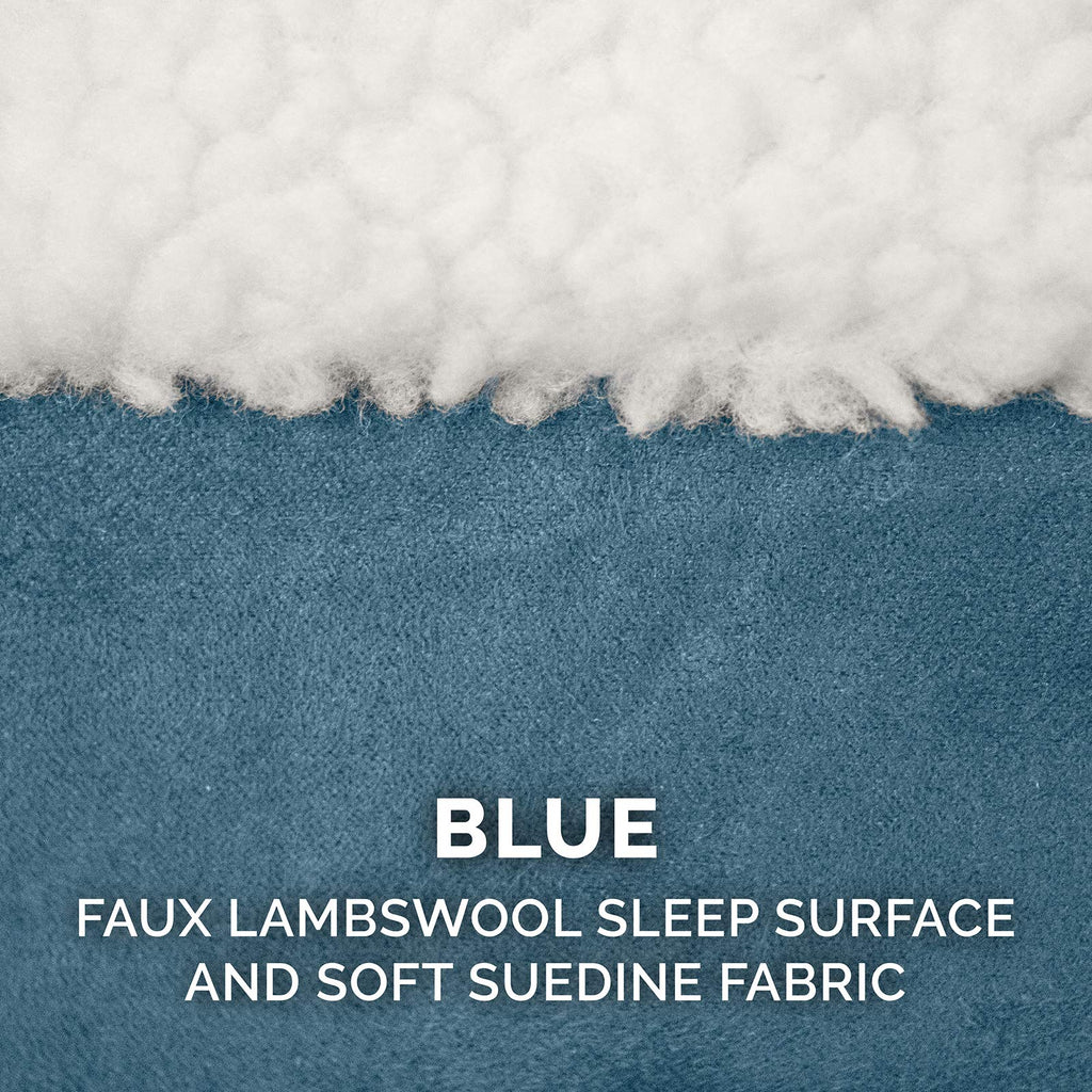 Furhaven Replacement Dog Bed Cover Sherpa & Suede Snuggery, Machine Washable - Blue, 26-inch
