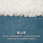 Furhaven Replacement Dog Bed Cover Sherpa & Suede Snuggery, Machine Washable - Blue, 26-inch
