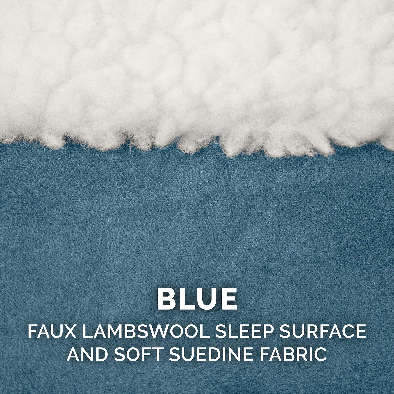 Furhaven Replacement Dog Bed Cover Sherpa & Suede Snuggery, Machine Washable - Blue, 26-inch