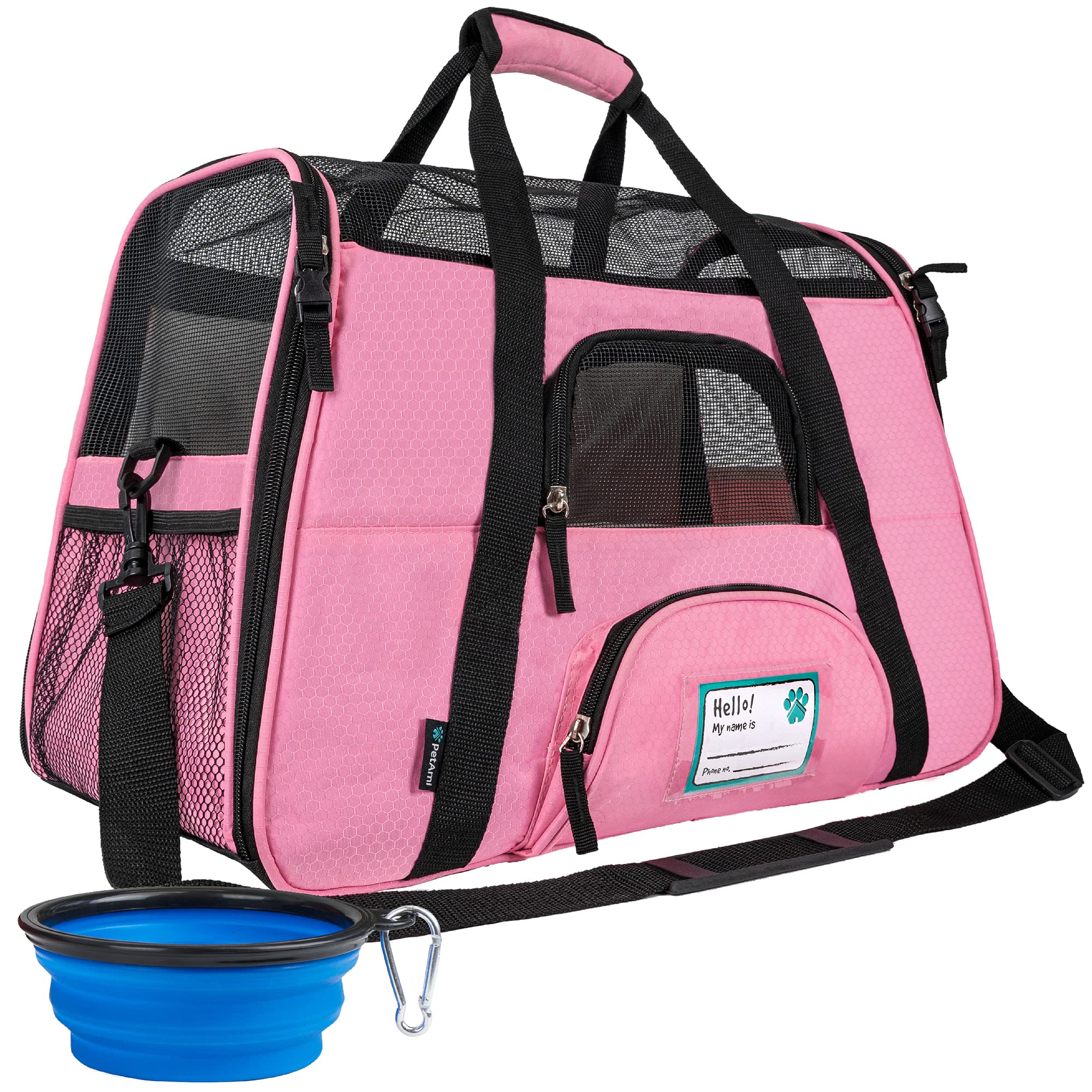 PetAmi — Transportadora de Viaje Aprobada por Aerolíneas con Cama Sherpa para Gatos y Perros Pequeños