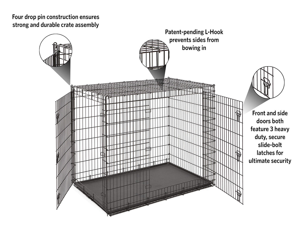 MidWest iCrate — Jaula Plegable de Doble Puerta con Divisor para Perros Medianos