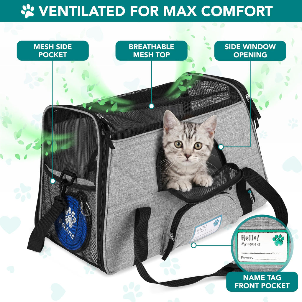 PetAmi — Transportadora de Viaje Aprobada por Aerolíneas con Cama Sherpa para Gatos y Perros Pequeños