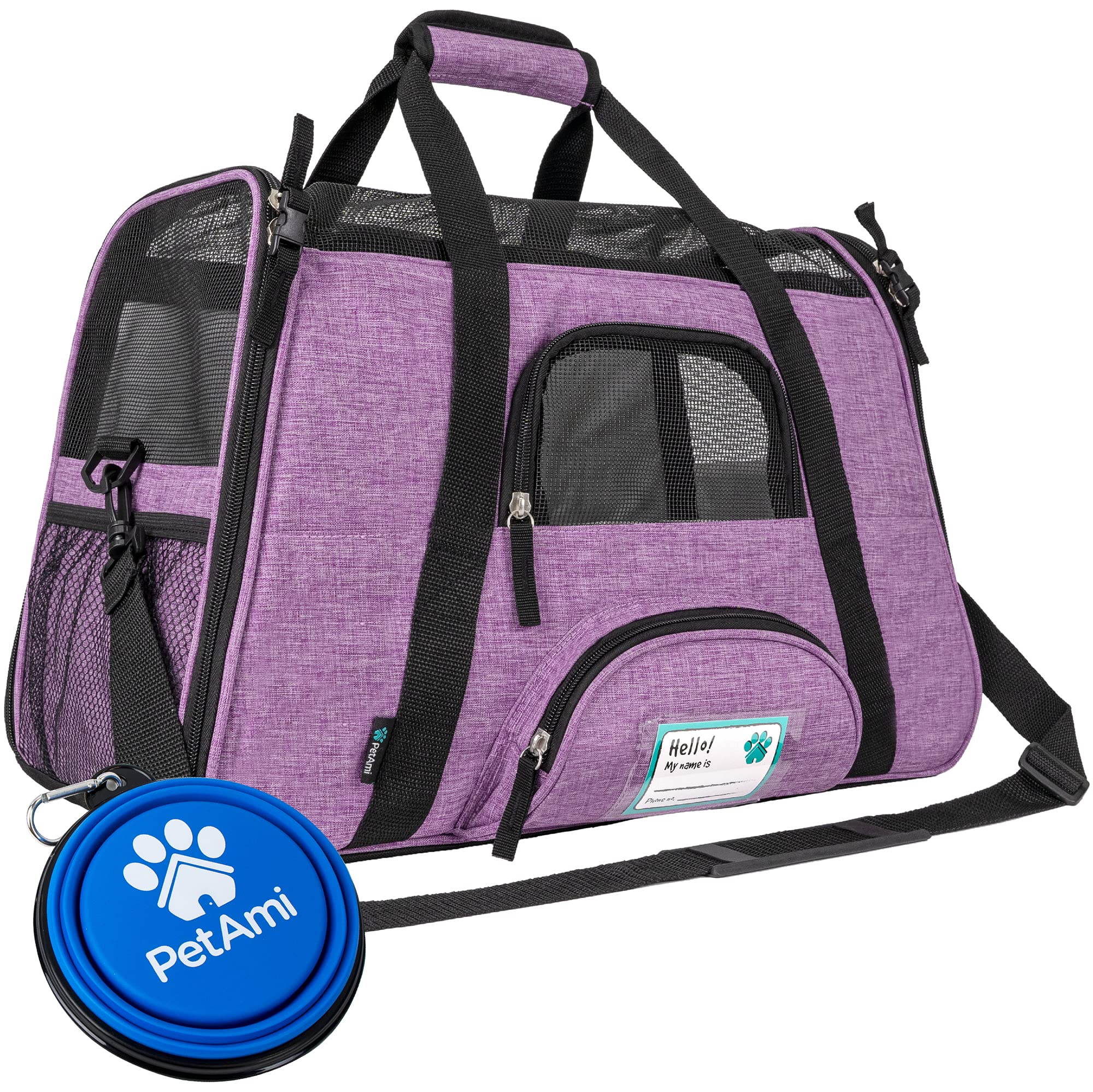 PetAmi — Transportadora de Viaje Aprobada por Aerolíneas con Cama Sherpa para Gatos y Perros Pequeños