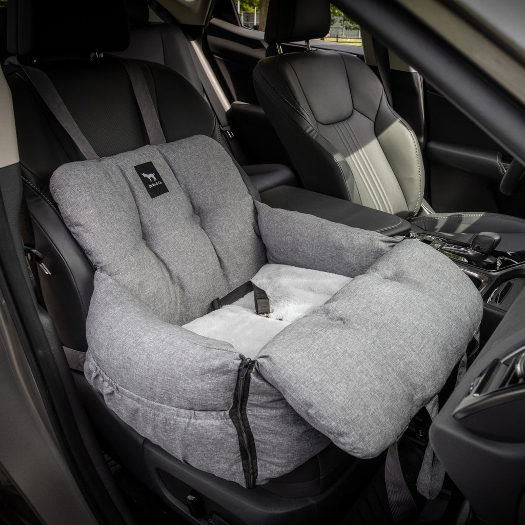 Jacko & Co — Asiento de Auto Premium para Perros Pequeños y Cachorros con Correa de Seguridad, Bolsillos de Almacenamiento y Funda Lavable a Máquina