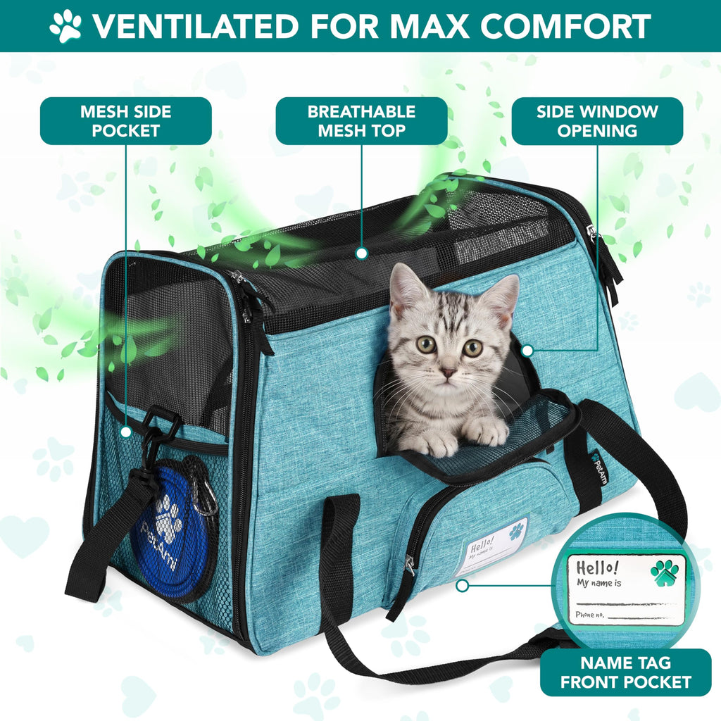 PetAmi — Transportadora de Viaje Aprobada por Aerolíneas con Cama Sherpa para Gatos y Perros Pequeños