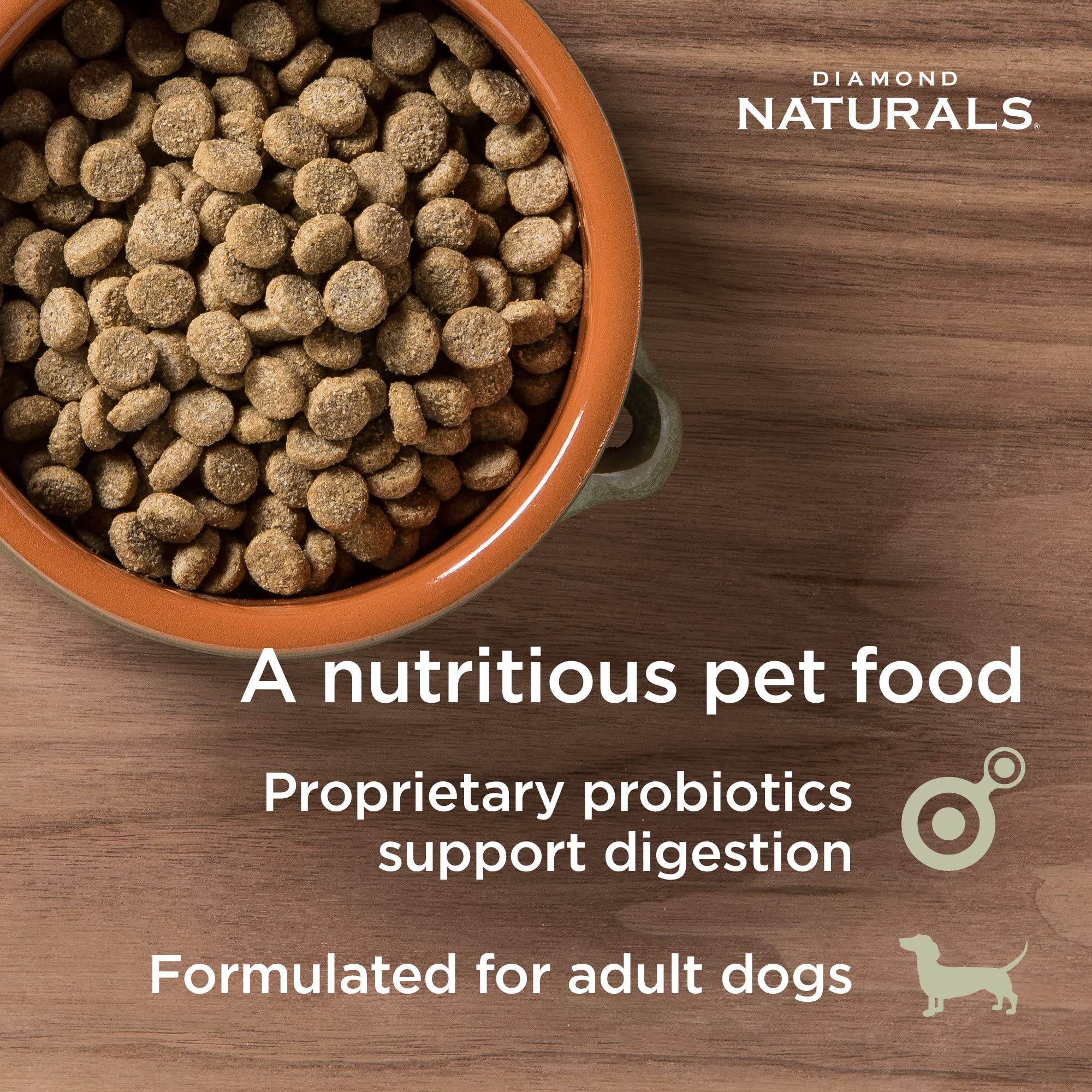 Diamond Naturals Premium — Croquetas con Proteína de Cordero, Superalimentos y Probióticos para Perro Adulto