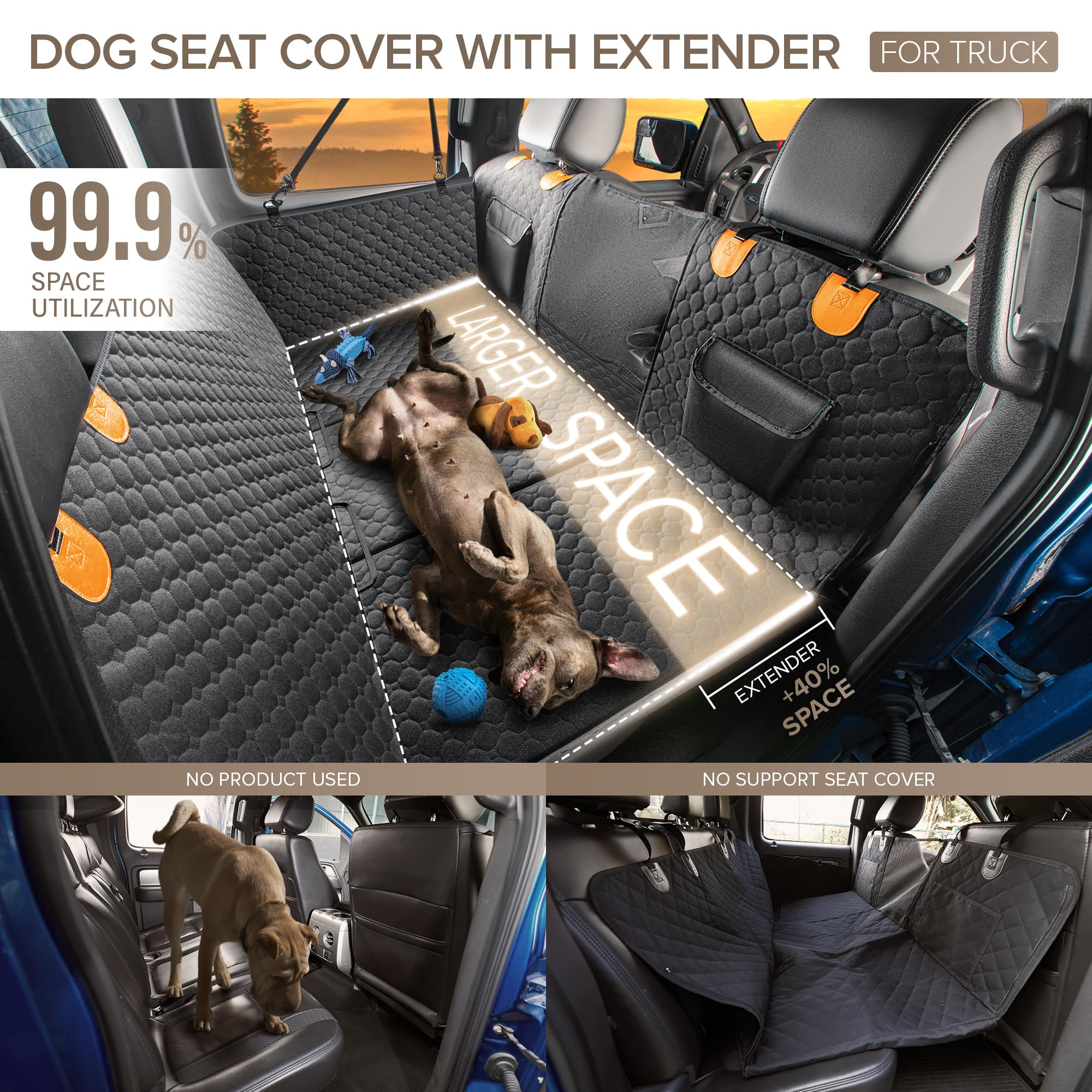 SHARLOVY — Funda Cubre Asiento Trasero para Auto con Extensión y Hamaca, Resistente a Mordidas para Perros