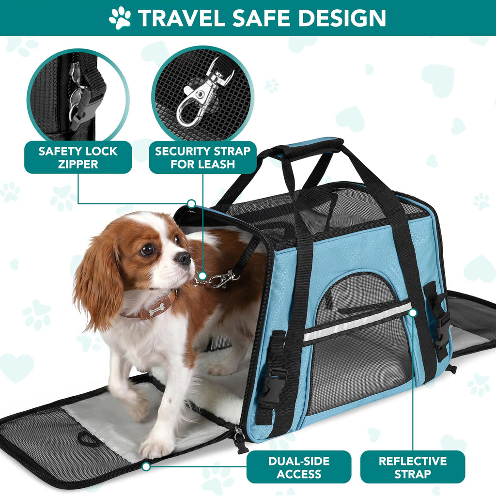 PetAmi — Transportadora de Viaje Aprobada por Aerolíneas con Cama Sherpa para Gatos y Perros Pequeños