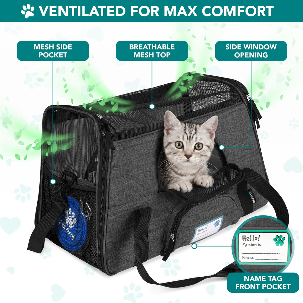 PetAmi — Transportadora de Viaje Aprobada por Aerolíneas con Cama Sherpa para Gatos y Perros Pequeños