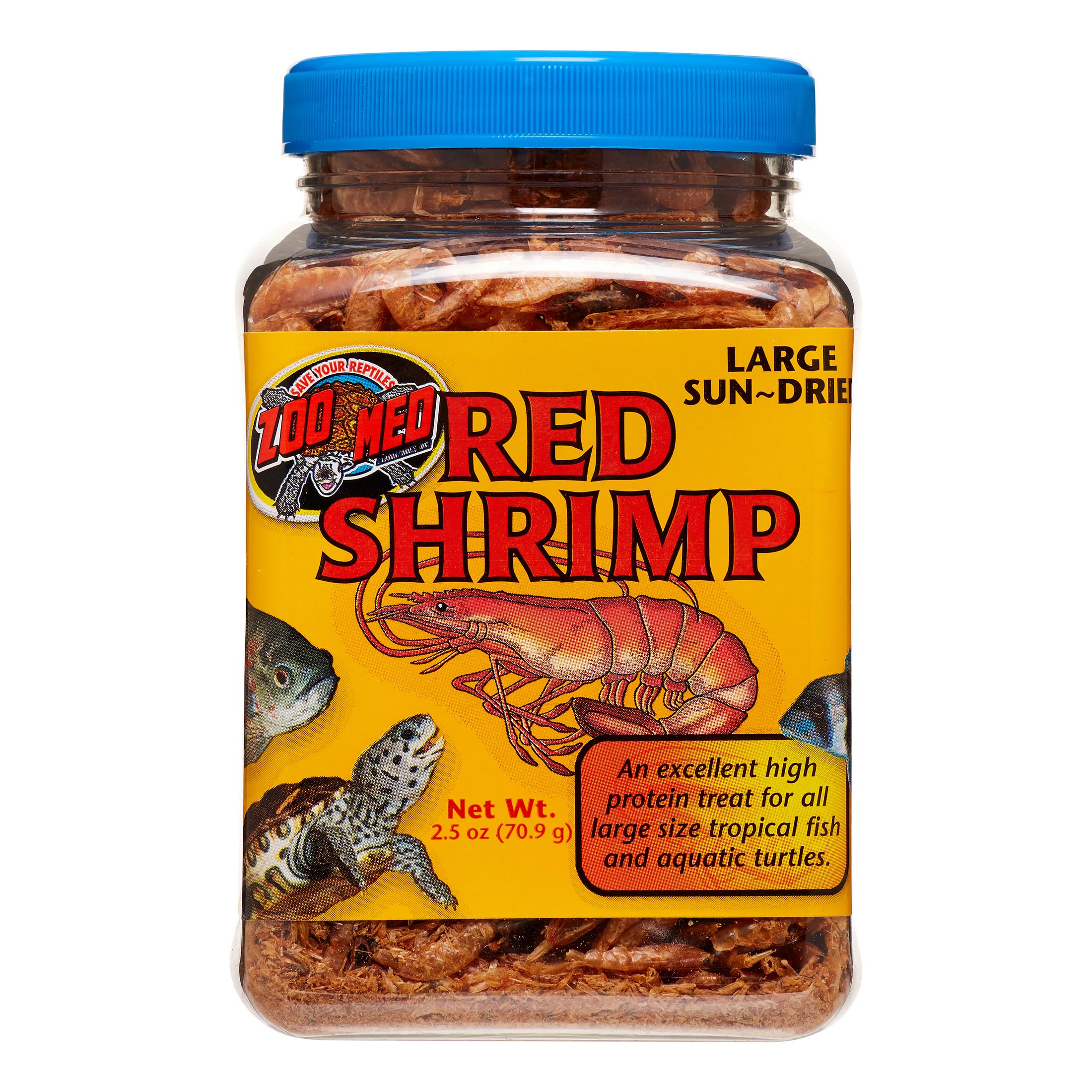 Zoo Med Sun-Dried Red Shrimp — Camarones Secados al Sol para Tortugas Acuáticas y Peces de Acuario