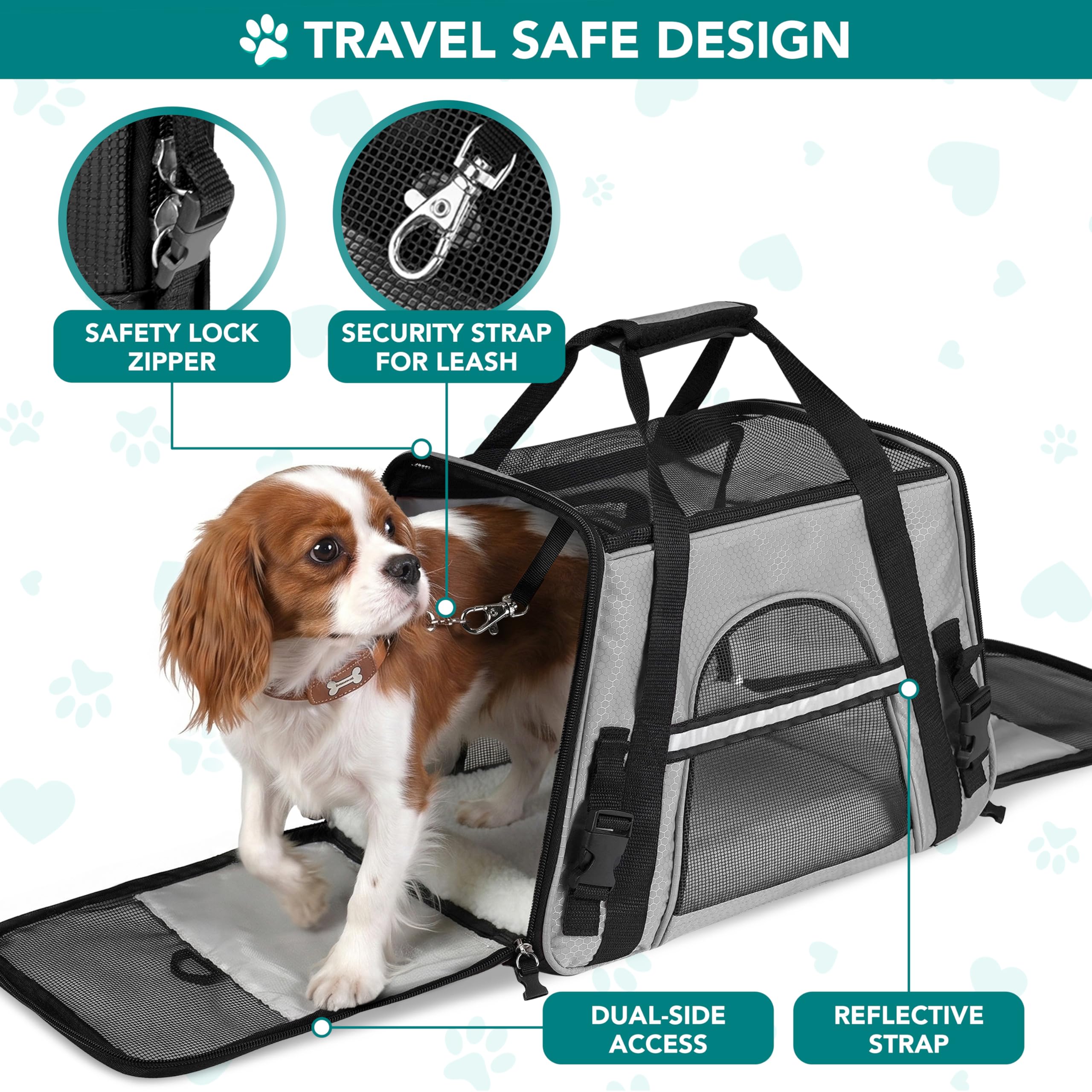 PetAmi — Transportadora de Viaje Aprobada por Aerolíneas con Cama Sherpa para Gatos y Perros Pequeños