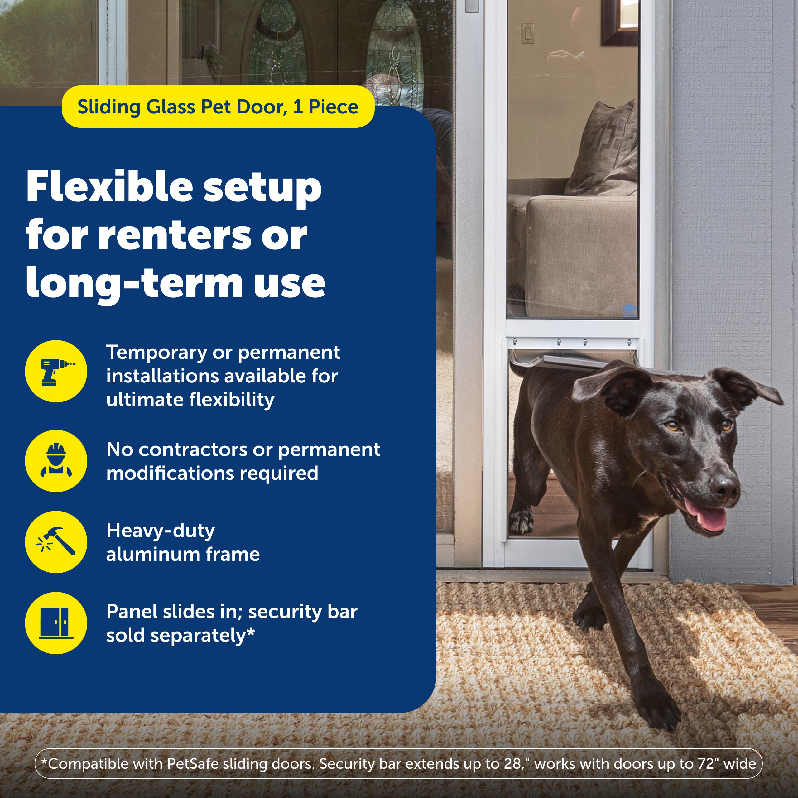 PetSafe Doggy Door — Puerta para Perros en Puertas Corredizas de Vidrio con Altura Ajustable