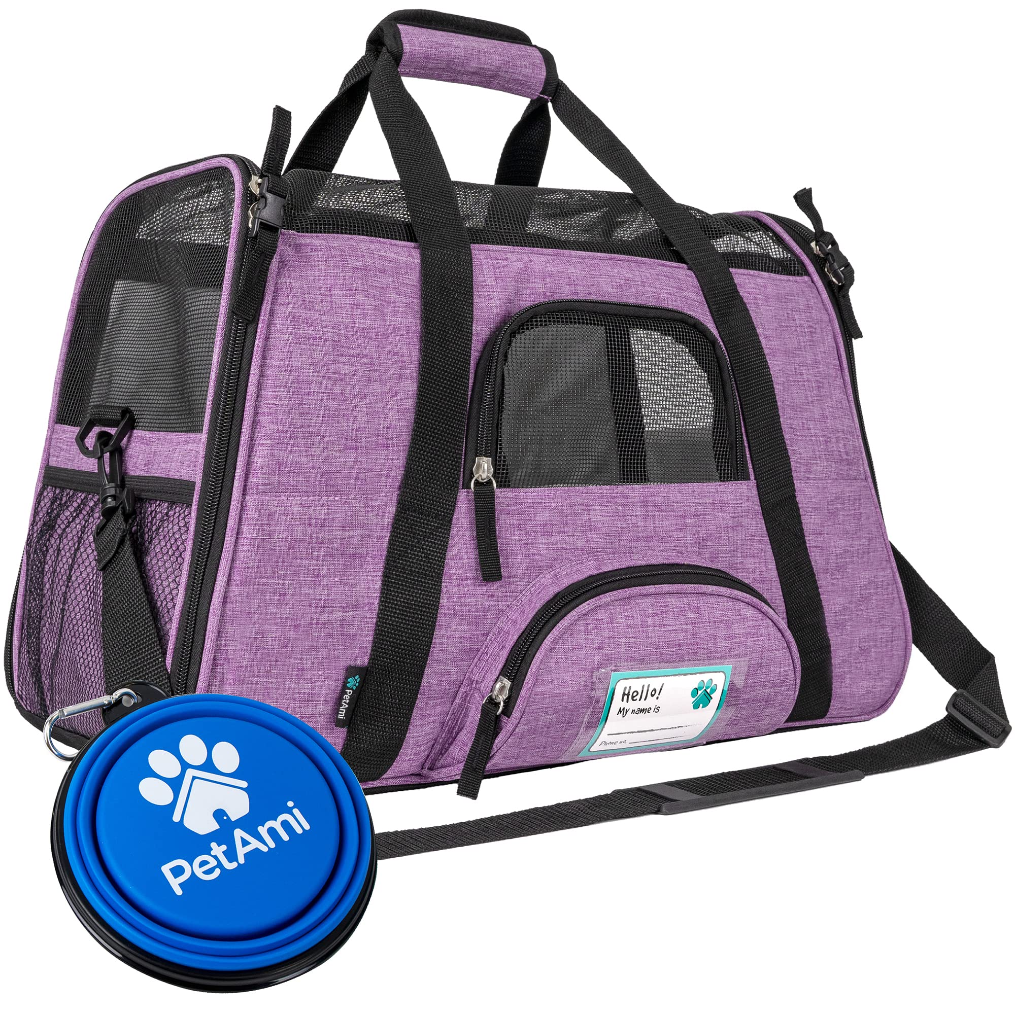 PetAmi — Transportadora de Viaje Aprobada por Aerolíneas con Cama Sherpa para Gatos y Perros Pequeños