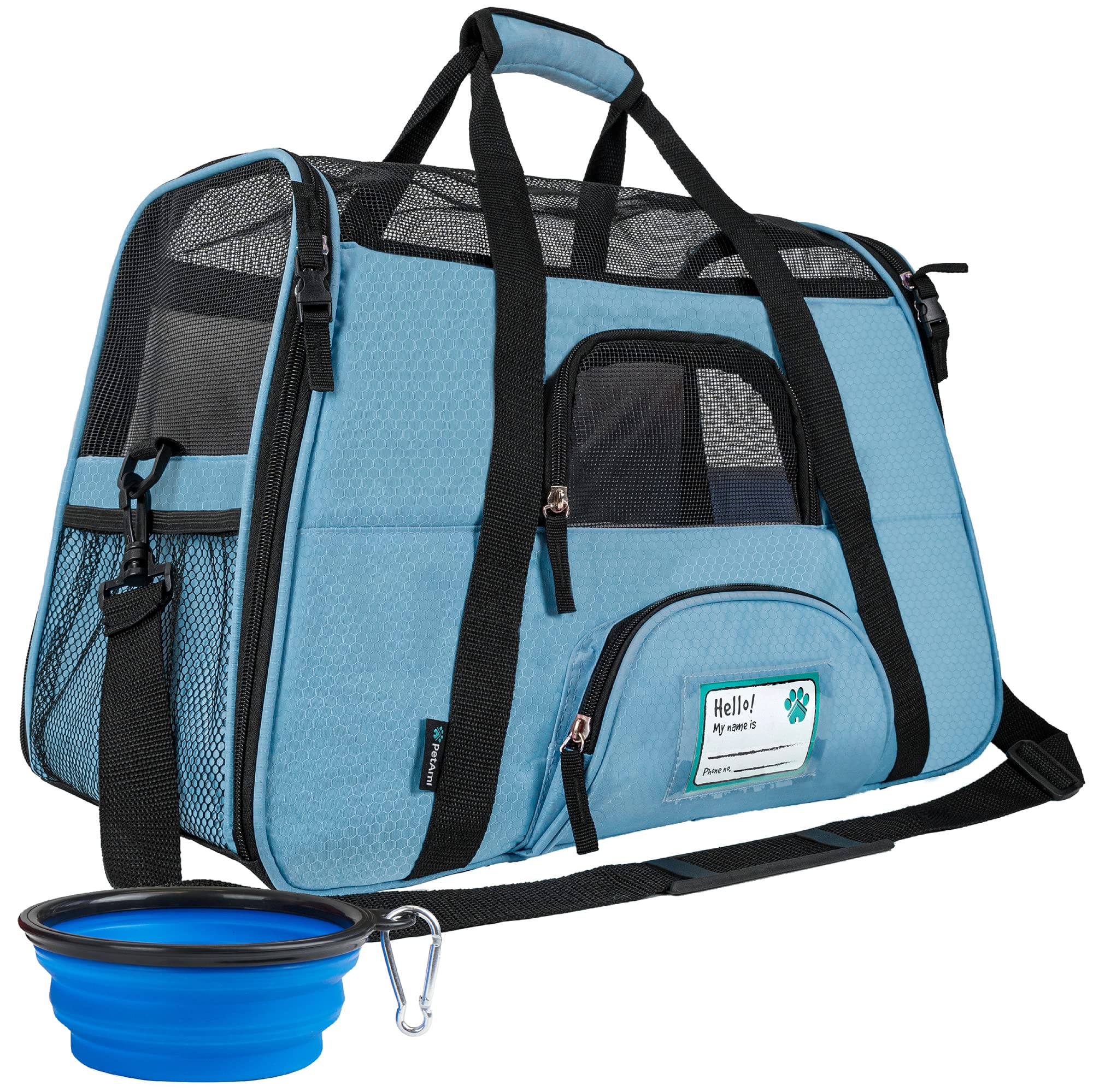 PetAmi — Transportadora de Viaje Aprobada por Aerolíneas con Cama Sherpa para Gatos y Perros Pequeños