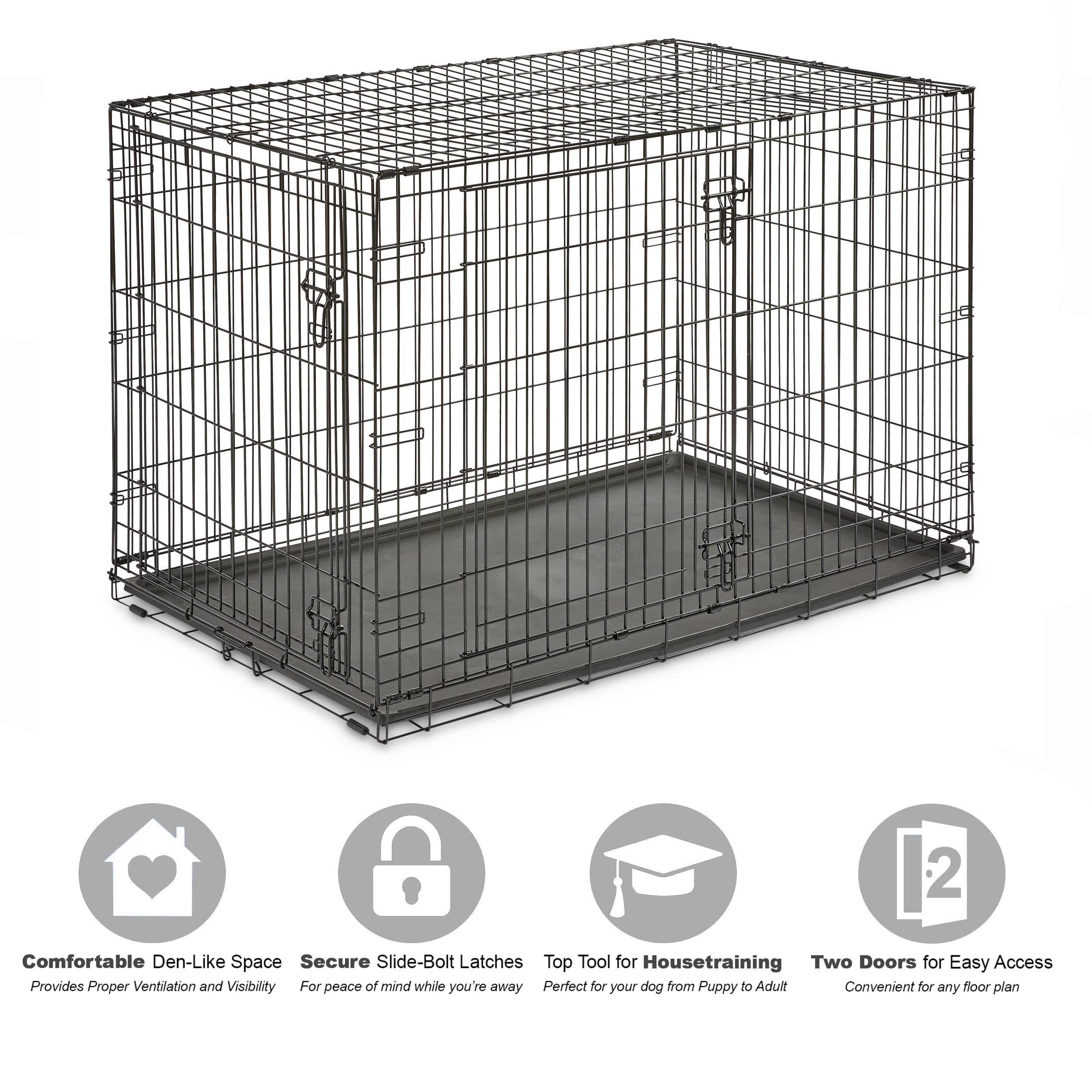 New World — Jaula para Perro Plegable de Metal con Doble Puerta