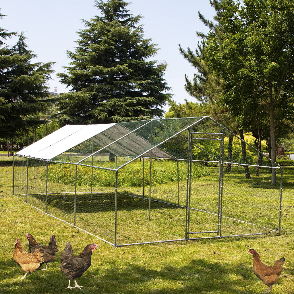 Corral para Gallinas Extra Grande con Cubierta — Jaula Metálica para Aves de Corral, Conejos, Patos y Mascotas de Exterior