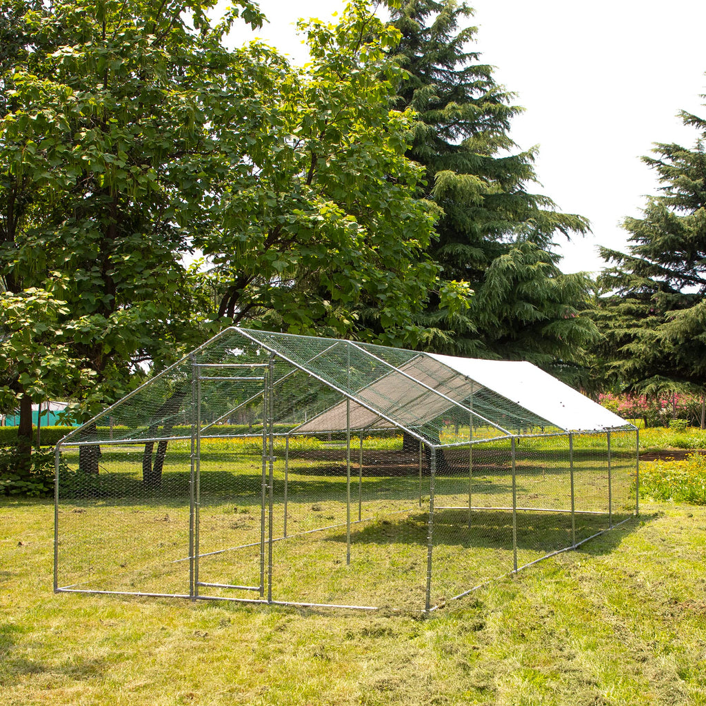 Corral para Gallinas Extra Grande con Cubierta — Jaula Metálica para Aves de Corral, Conejos, Patos y Mascotas de Exterior